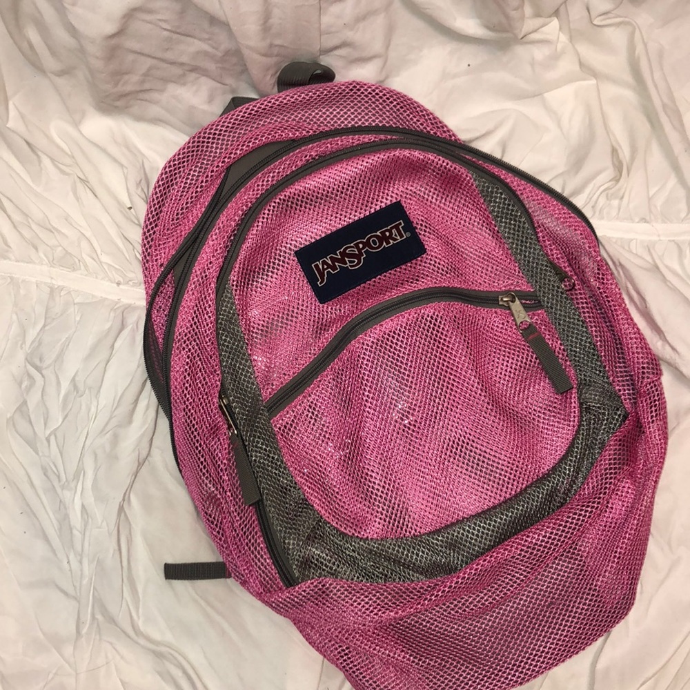 Pink mesh Jansport backpack